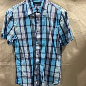 Perry Ellis blue short sleeve, cotton button down